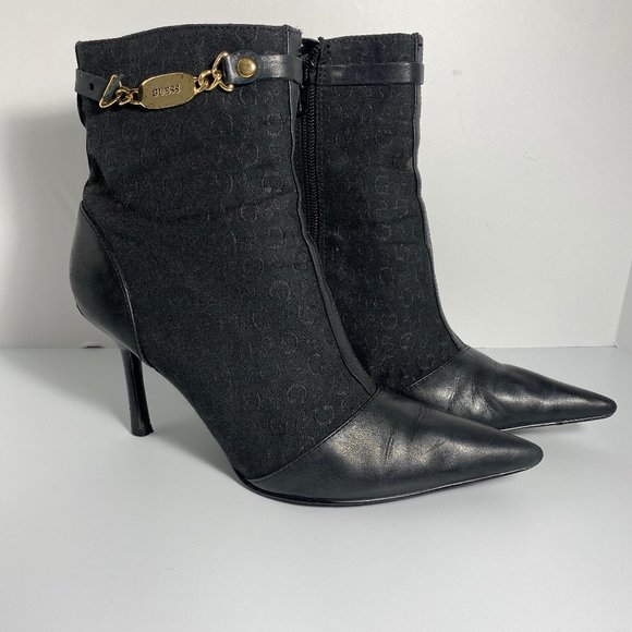 Guess Leather & Textile Stiletto Heel Ankle Boot - Picture 1 of 10